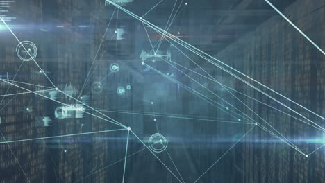 animation of network of connections over server room