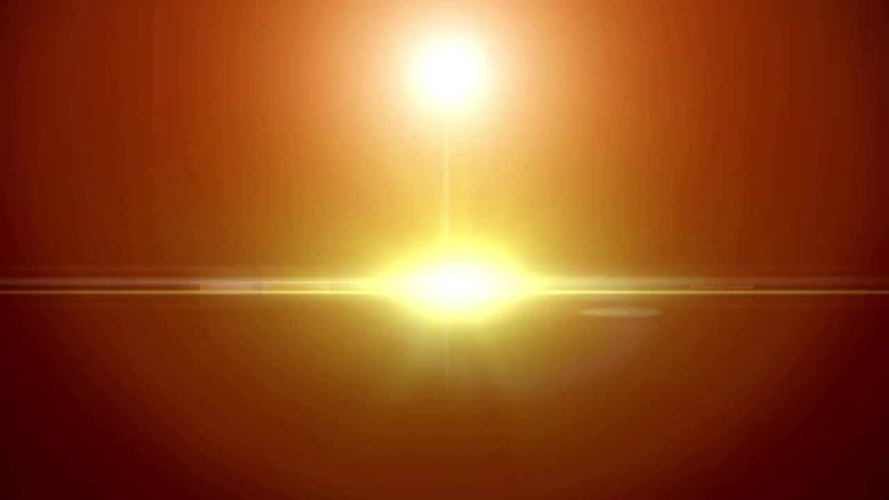 Transizioni dinamiche di luce con bagliore lente colorato su sfondo nero