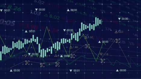 Animation-of-financial-data-processing-over-dark-background