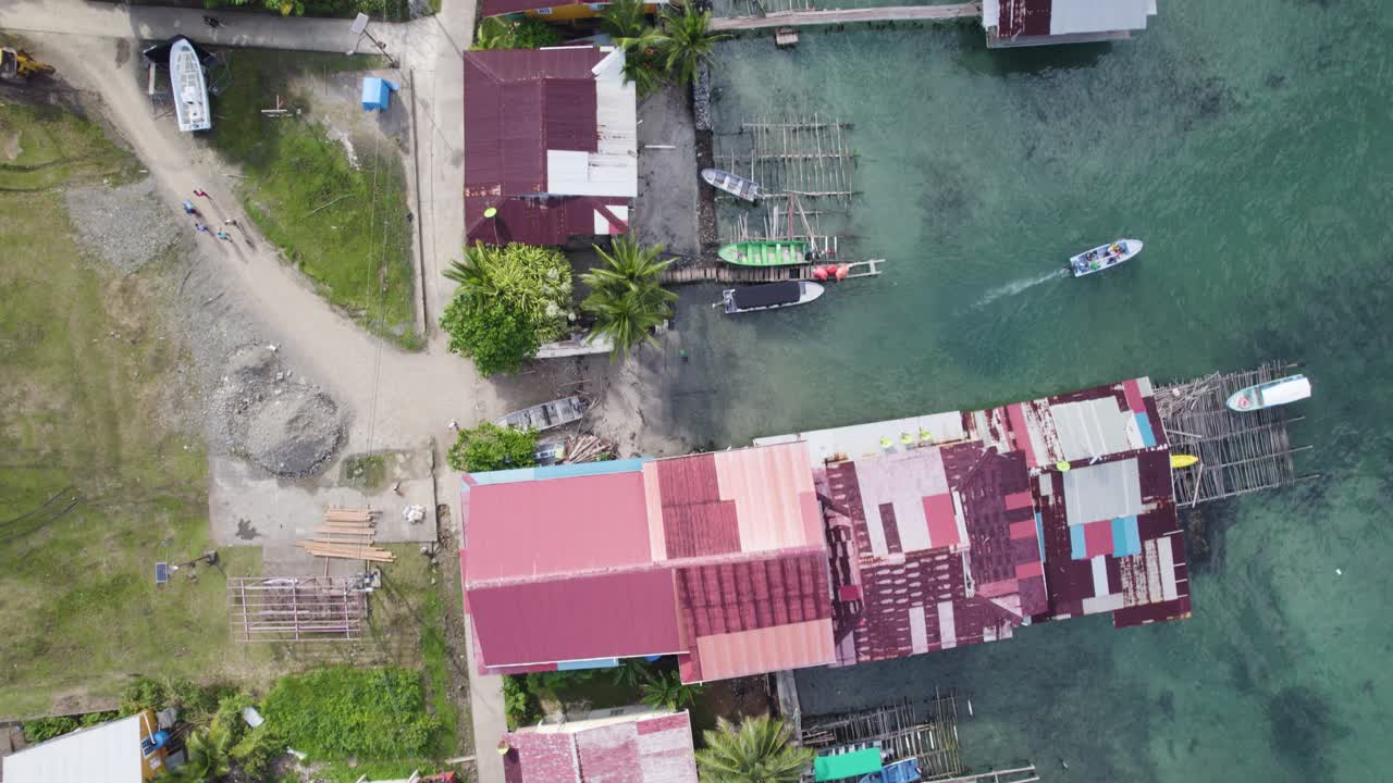 Aerial View of a Tropical Coastal Village