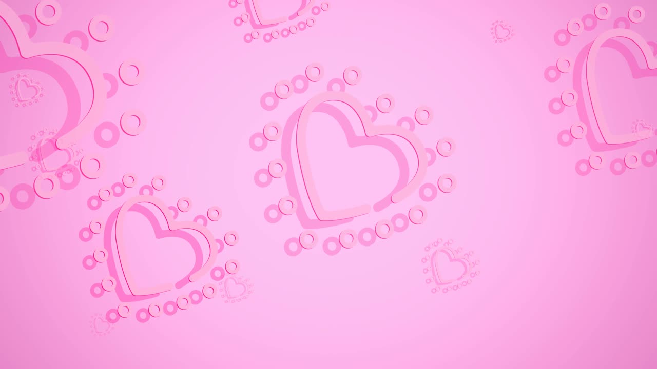 Animazione di cuori rosa che volano su sfondo rosa
