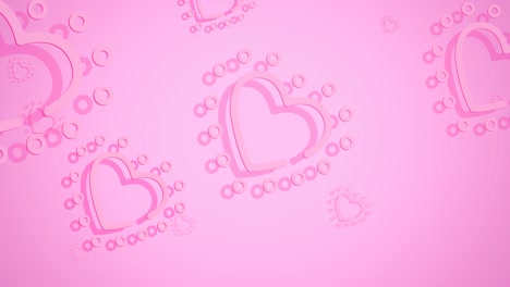 animación de corazones voladores rosados sobre un fondo rosado