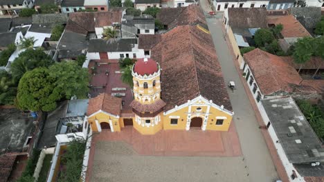 drone shot of santa barbara church in santa cruz de mompox