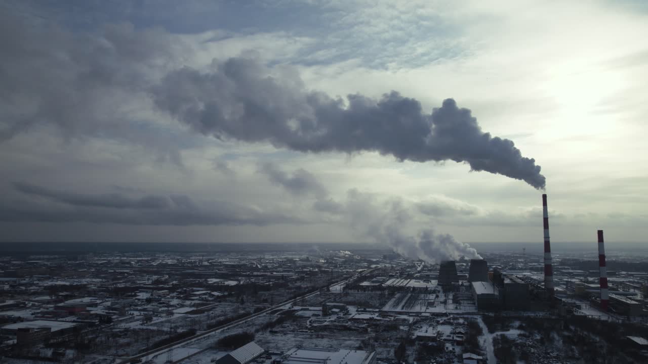 Industrial Power Plant in Winter