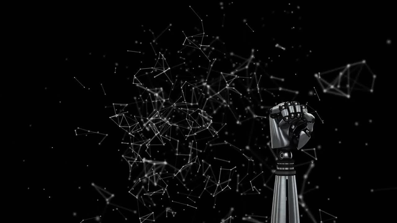 brazo robótico en un fondo lleno de constelaciones