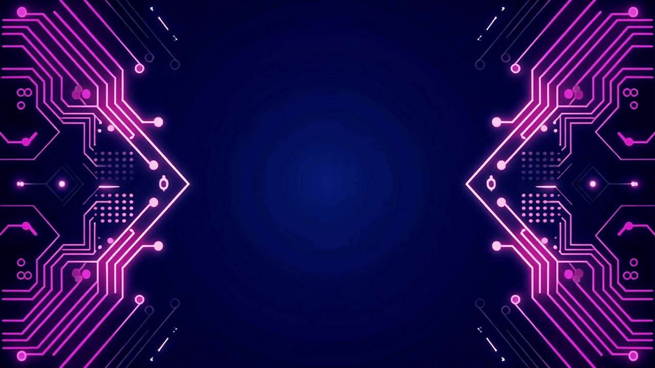 Animated Glowing Circuit Board Lines on Dark Blue Background