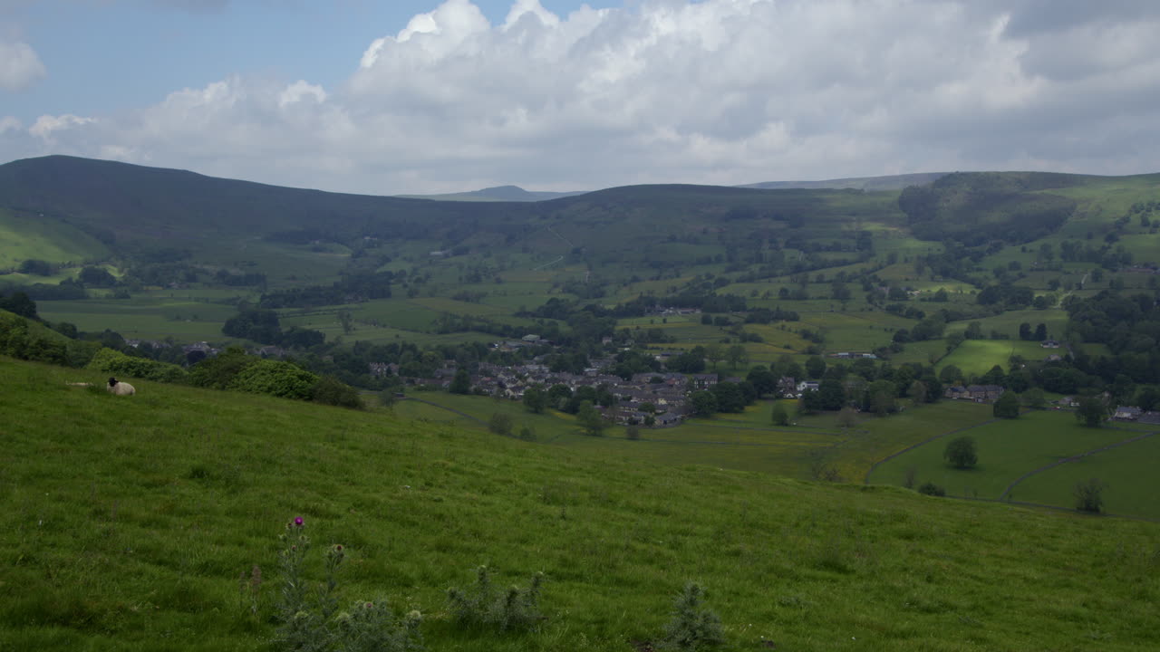 Scenic View of a Village Nestled in a Lush Green Valley