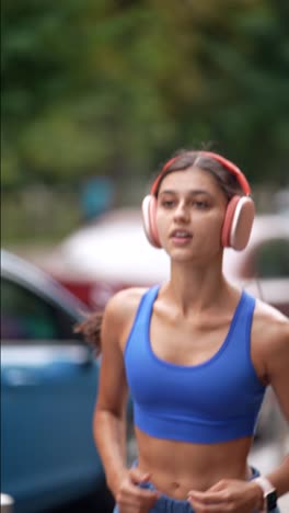 woman running in the city