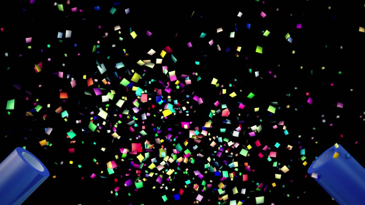 색종이 대포가 공중에서 색종이 조각을 발사합니다 - 검정색