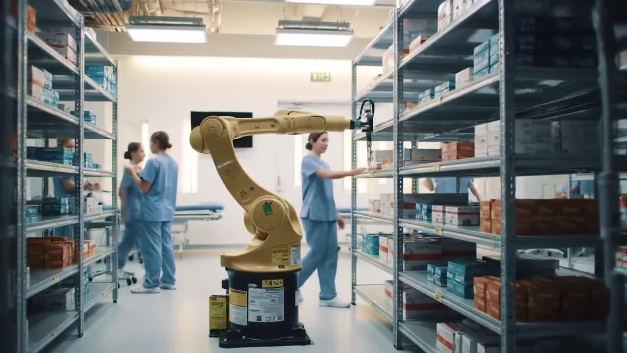 Innovative Automation in Healthcare: A Robotic System Assists Medical Professionals in a Modern Pharmacy Environment