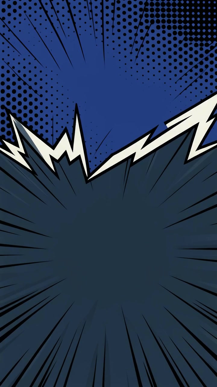 Sfondo animato in stile fumetto con esplosione e linee di velocità