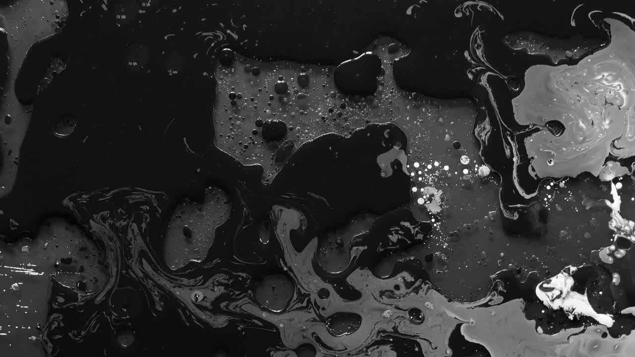 Black and white watercolor ink in oil water. Cool trending screensaver.