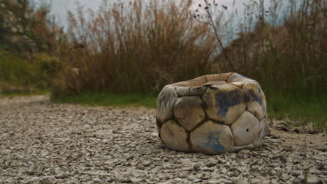 damaged football left behind