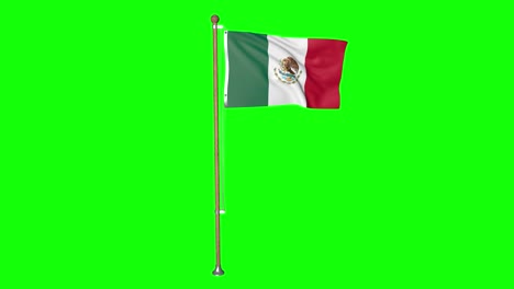 green screen hiper realistic loop flag of mexico with flagpole waving in the wind mexican flag fluttering animation 3d 4k