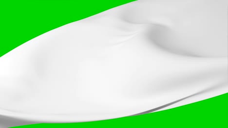 beautiful white silky cloth waving in the wind seamless green screen. looped 3d animation of abstract soft textile slow moving in the air. alpha mask.