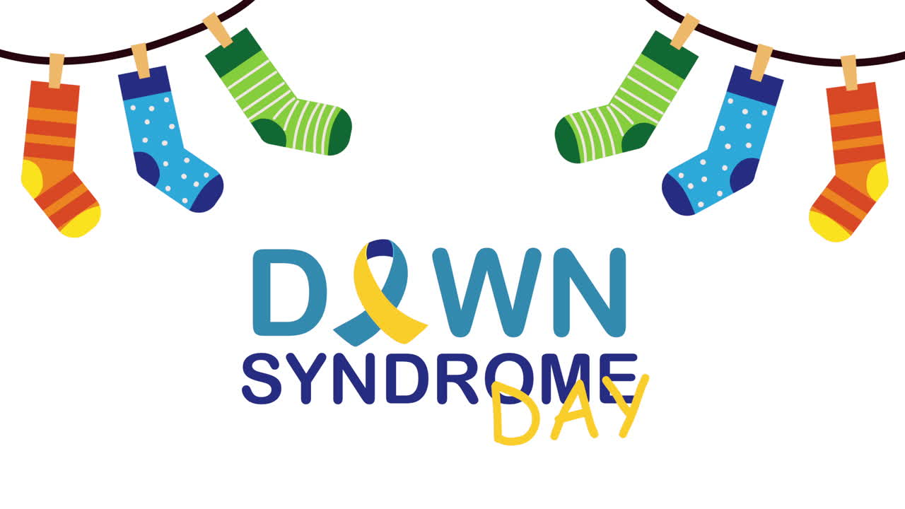 다운 증후군 의식 날 일러스트레이션과 함께 다채로운 양말