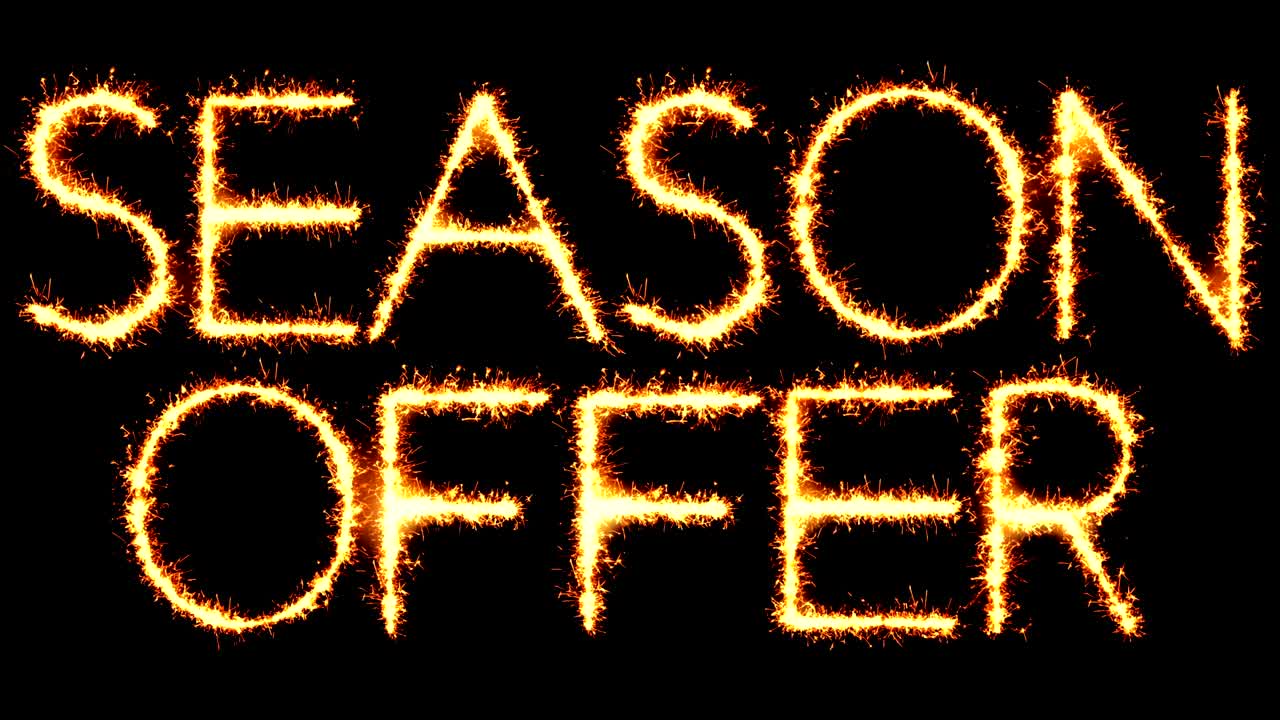 시즌 오퍼 텍스트 스파클러 글리터 스파크 불꽃놀이 루프 애니메이션