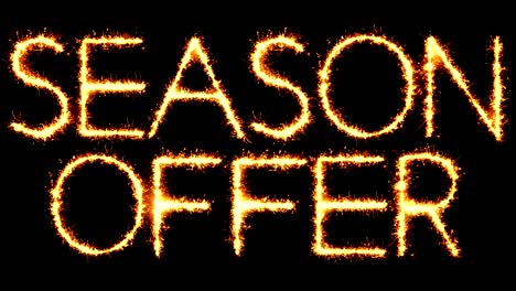 season offer text sparkler glitter sparks firework loop animation