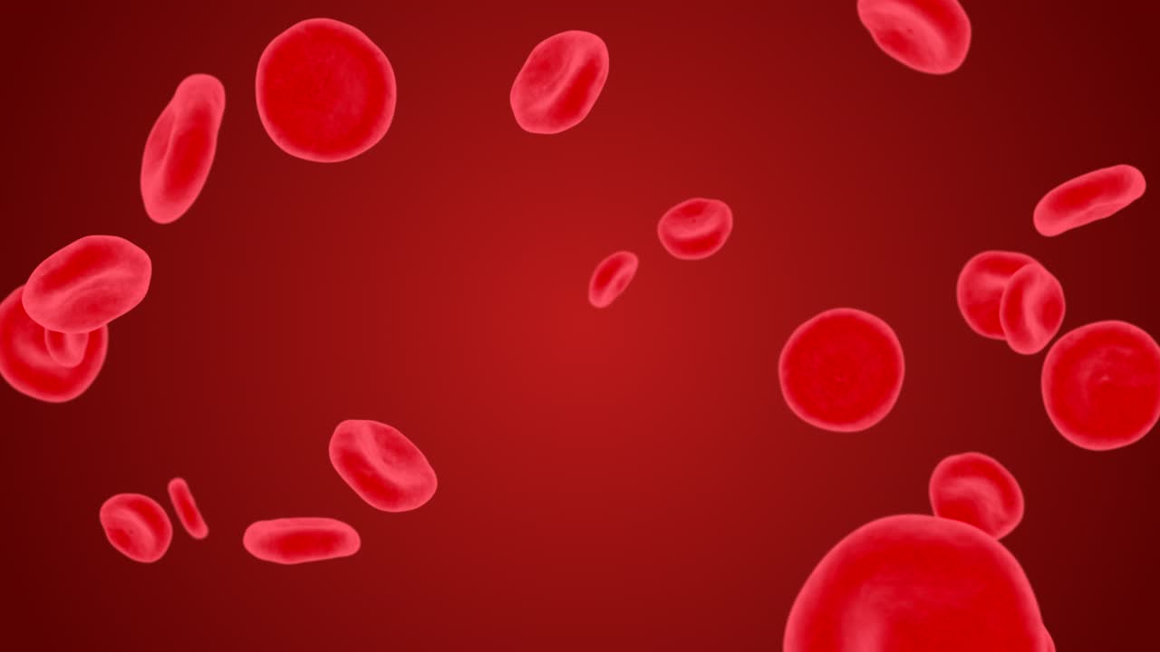 Blood cells flowing slowly inside human vein with small particles 3d health science covid 19 blood