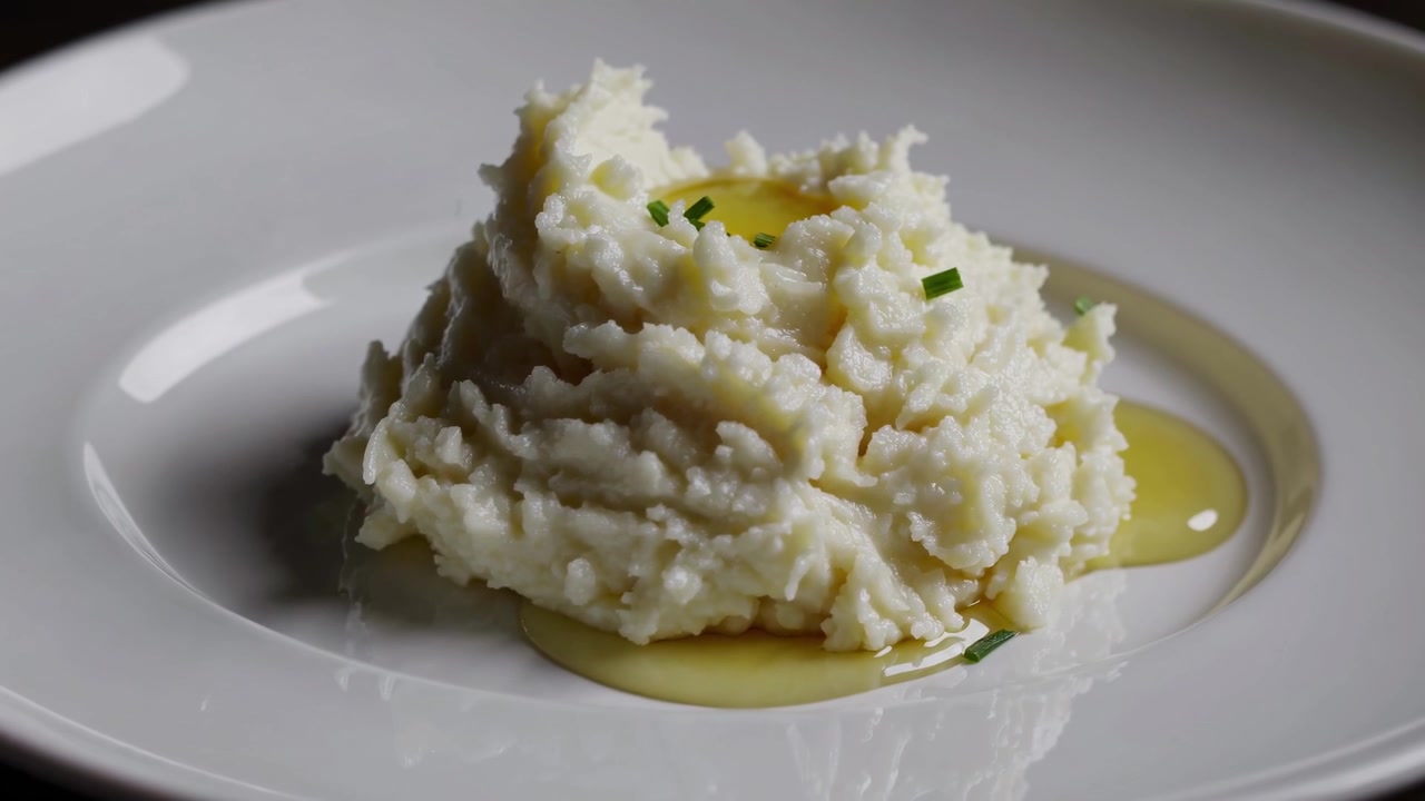 Eritilmiş Tereyağlı Kremalı Patates Püresini Kaşıkla Alan