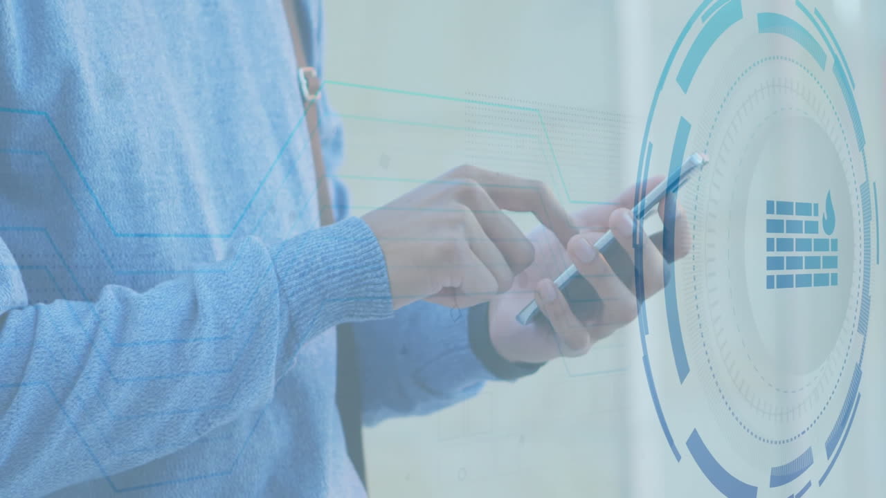 사무실에서 스마트폰을 사용하는 백인 사업가에 대한 스 스캔 애니메이션