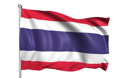 bandera de tailandia con estructura de tela en el viento (canal alfa, en bucle)