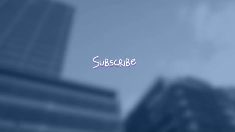 animación del texto de suscripción con líneas fuera de foco cityscape