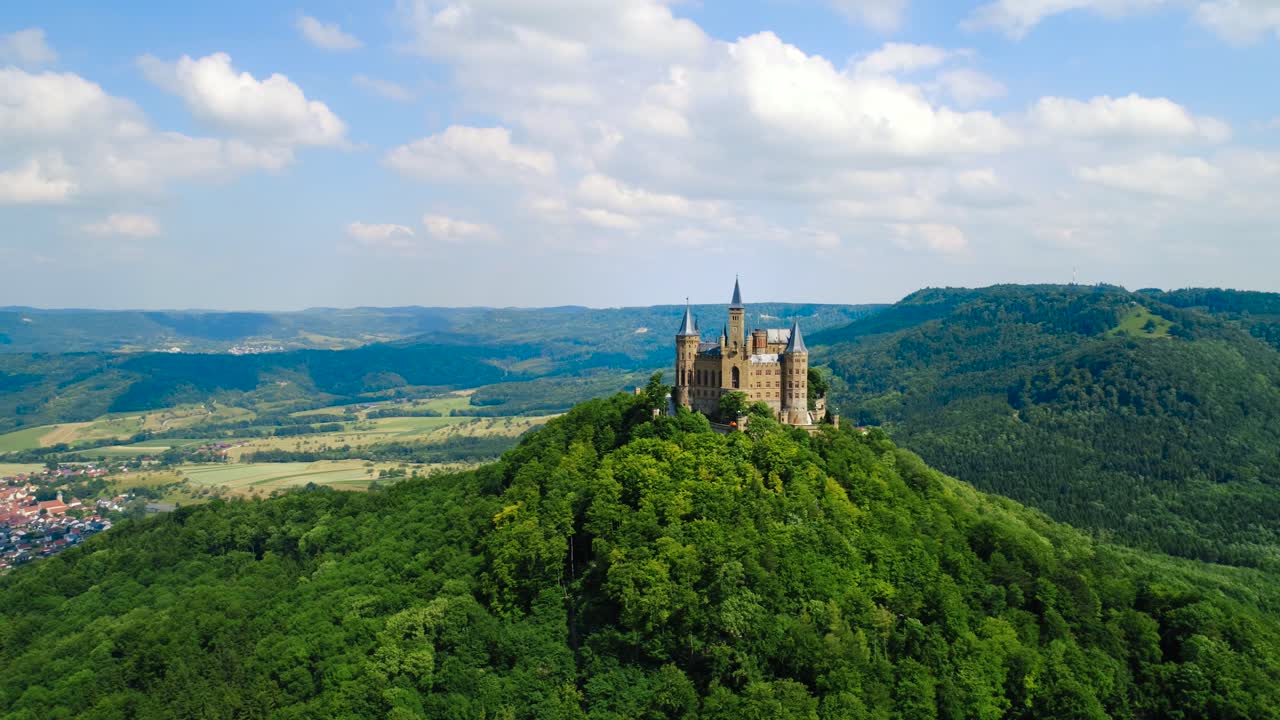 Hohenzollern Castle, Germany. Aerial FPV drone flights.