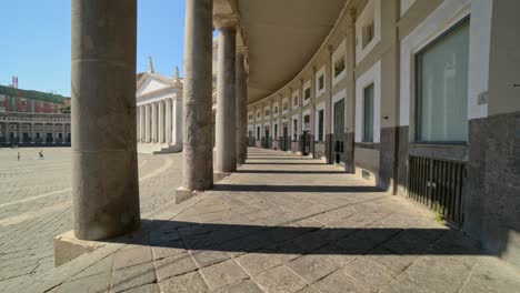 wide angle clip on a gimbal of the colonnade in the main square in naples - piazza del plebiscito