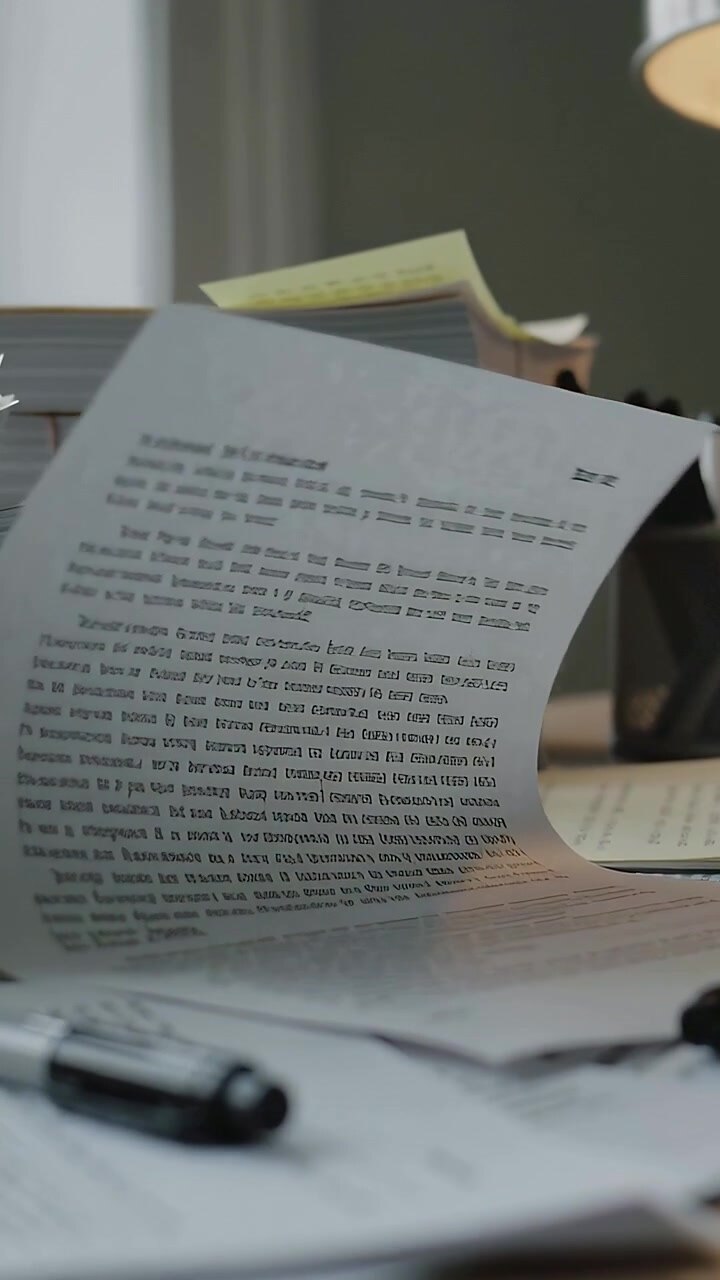 Vertical video: Turning printed sheet by window draft, curling across work desk