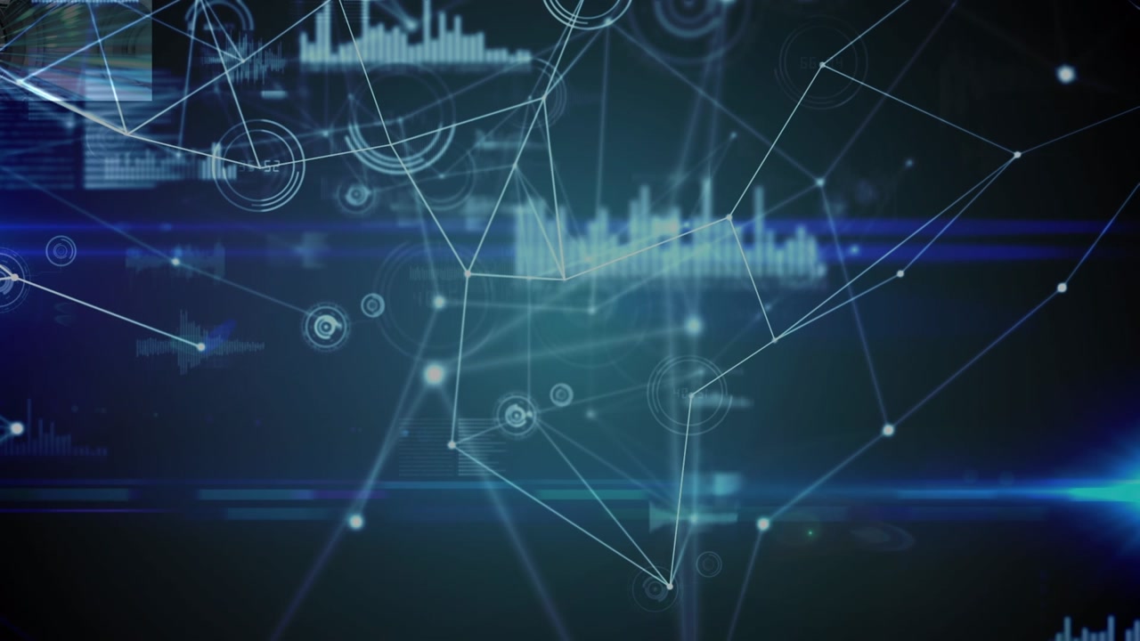 Animation of network of connections over navy background