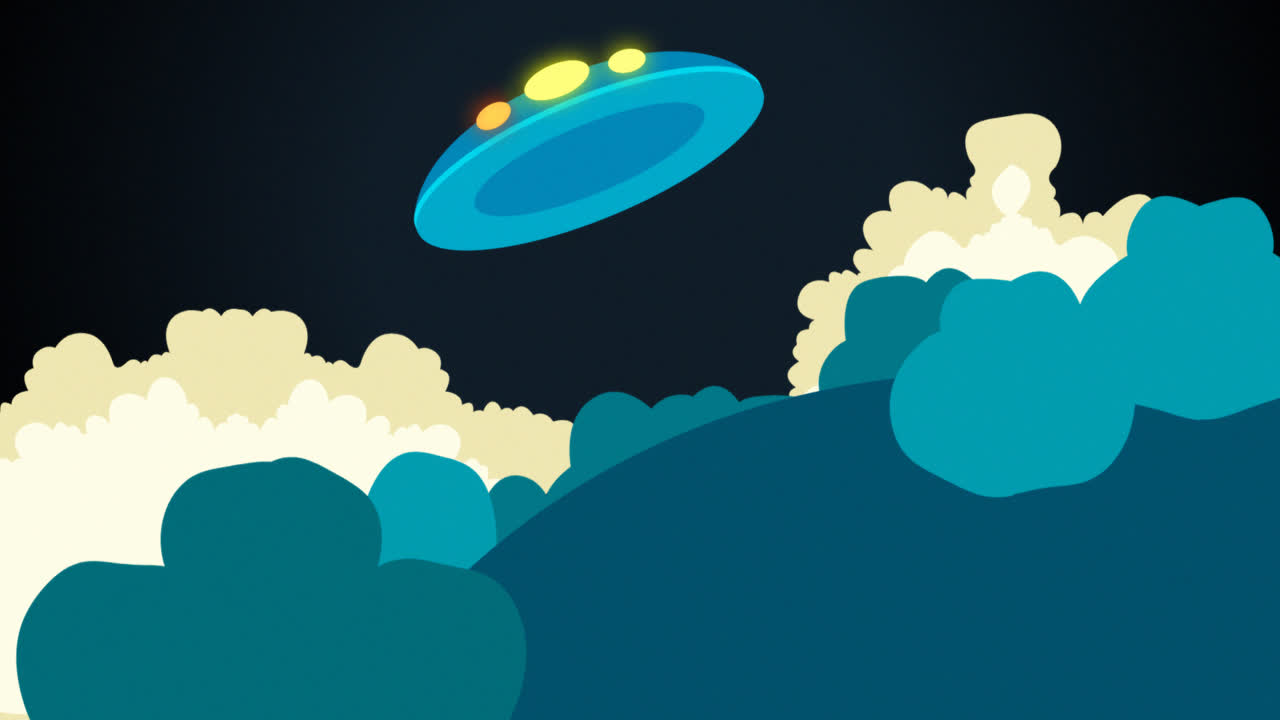 An animation of a Classic ufo abduction concept with flat design