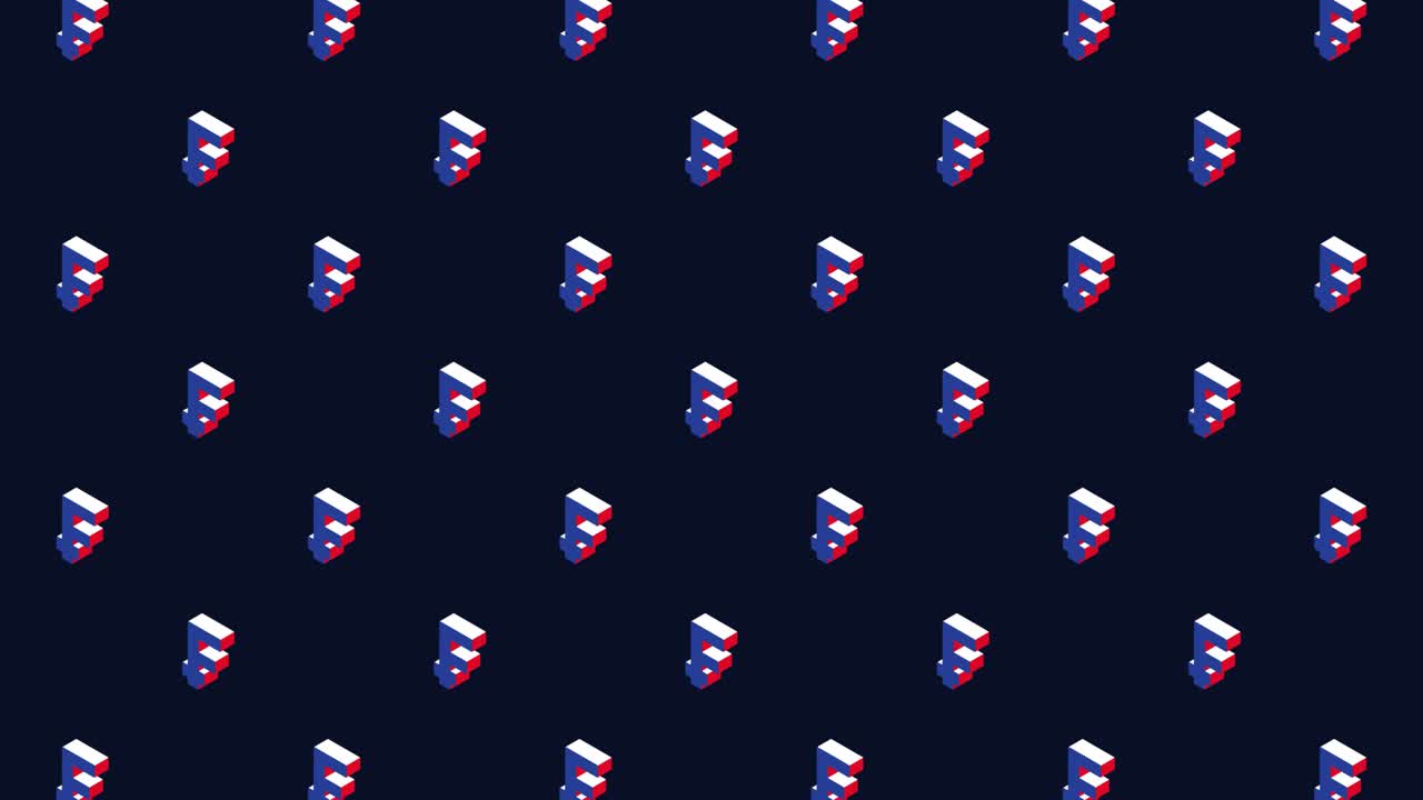 어두운 배경에 애니메이션 패턴으로 스위스 프랑 이소메트릭 기호.