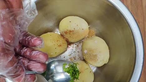 b roll of potatoes boiling in hot water-1