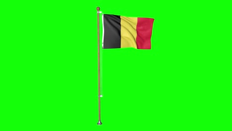 Bandera-De-Bélgica-De-Pantalla-Verde-Con-Asta-De-Bandera