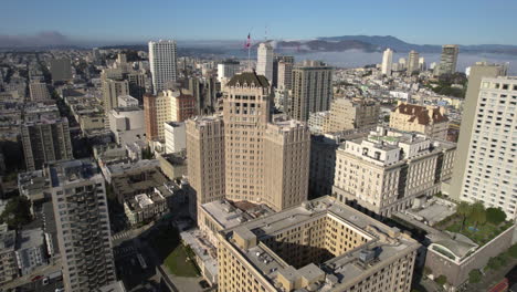 nob hill, san francisco ca usa, aerial view of downtown buildings on sunny day