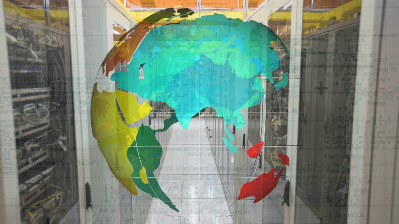 데이터 서버에 대항하여 회전하는 지구