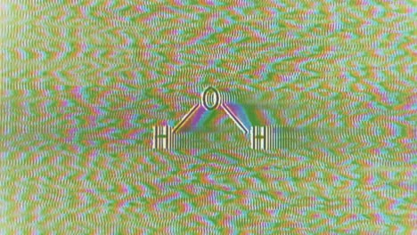 water chemical sign for h2o on retro vhs glitchy circuit bending static pattern