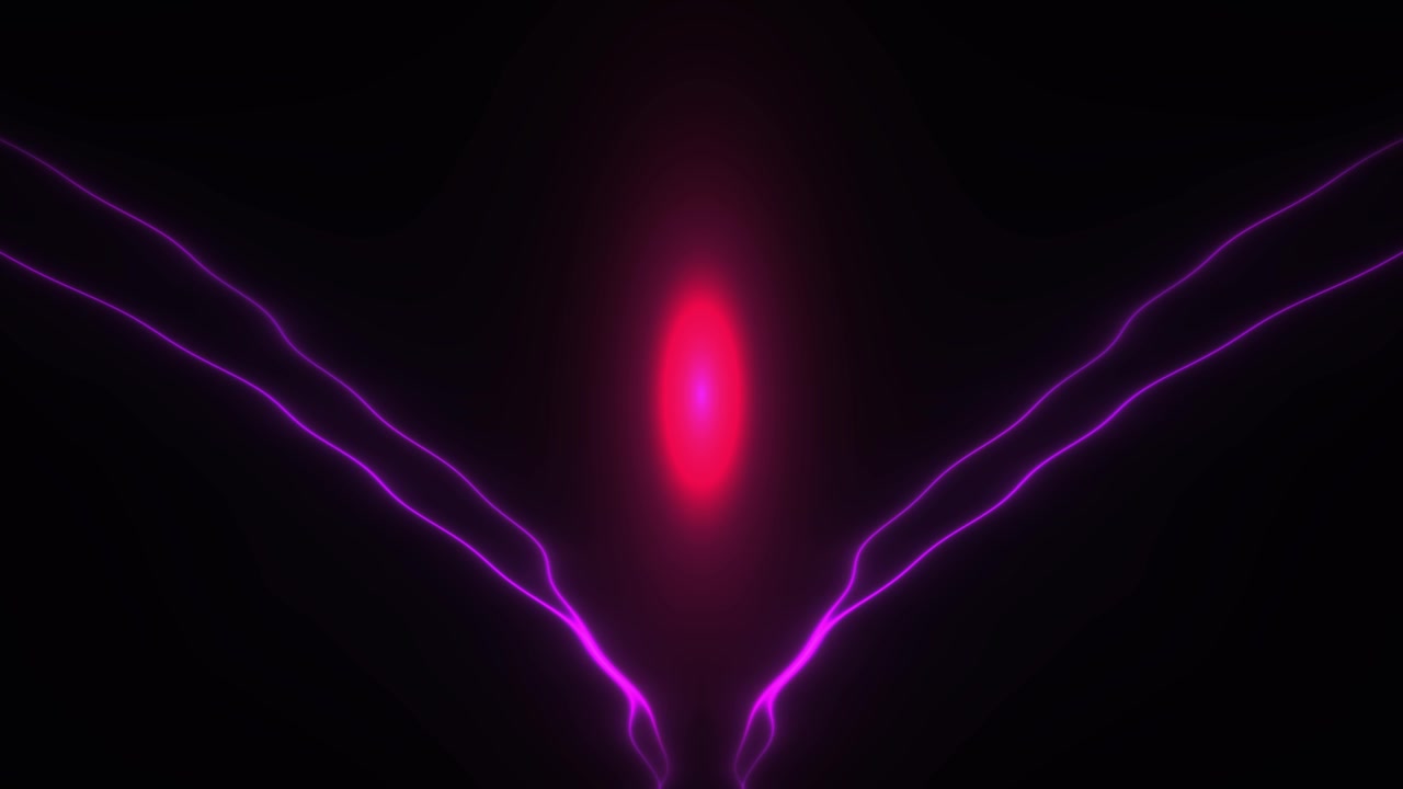 Linee fulminee viola luminose astratte con luce rossa centrale