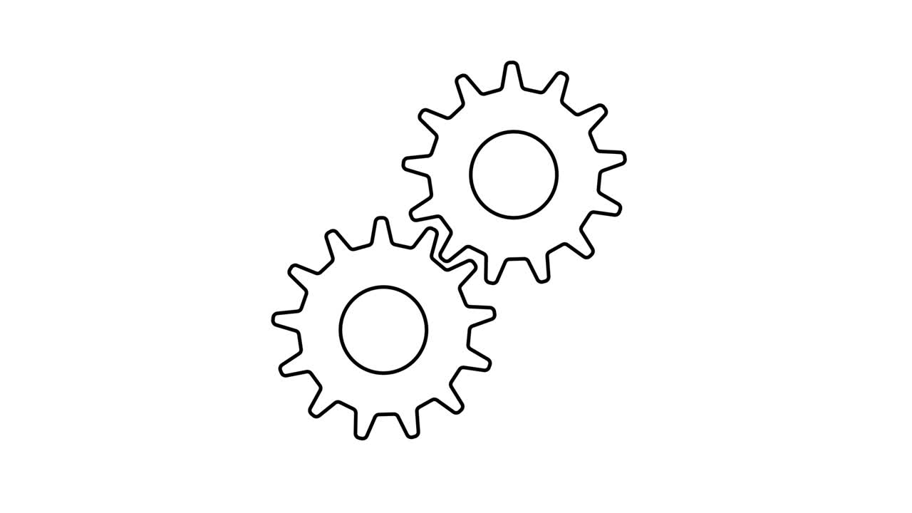 Two Gears flat icon Seamless Rotation. Abstract Working Process. Clockwork cogs machinery in motion. Teamwork Business and Technology Concept