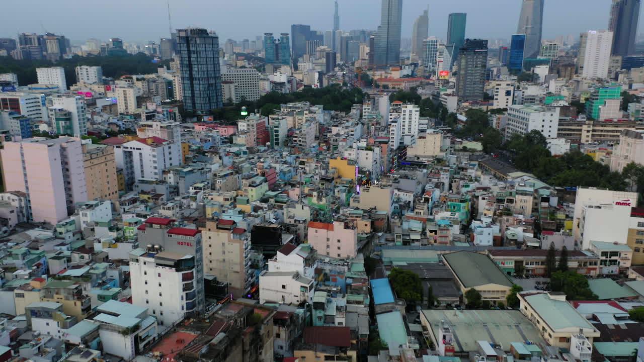 Aerial view of Ho Chi Minh, high view to downtown