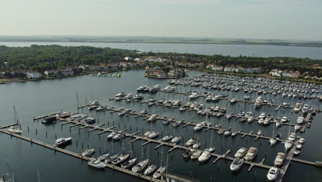 anchored boats at jachthaven marina port zelande in ouddorp, netherlands