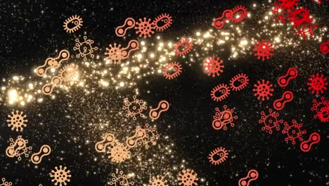 animation of virus cells icons over spots moving