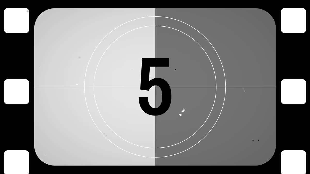 Retro Black and White Film Countdown from Ten to Zero