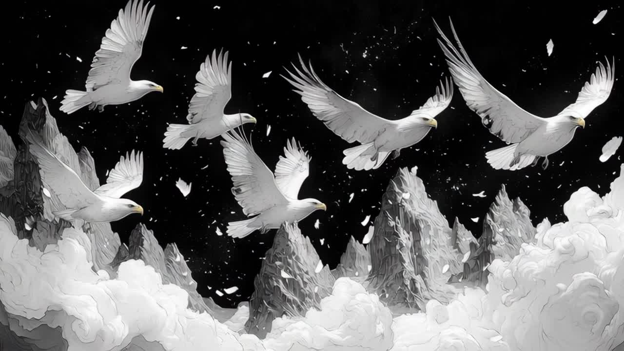 Majestic white doves soaring