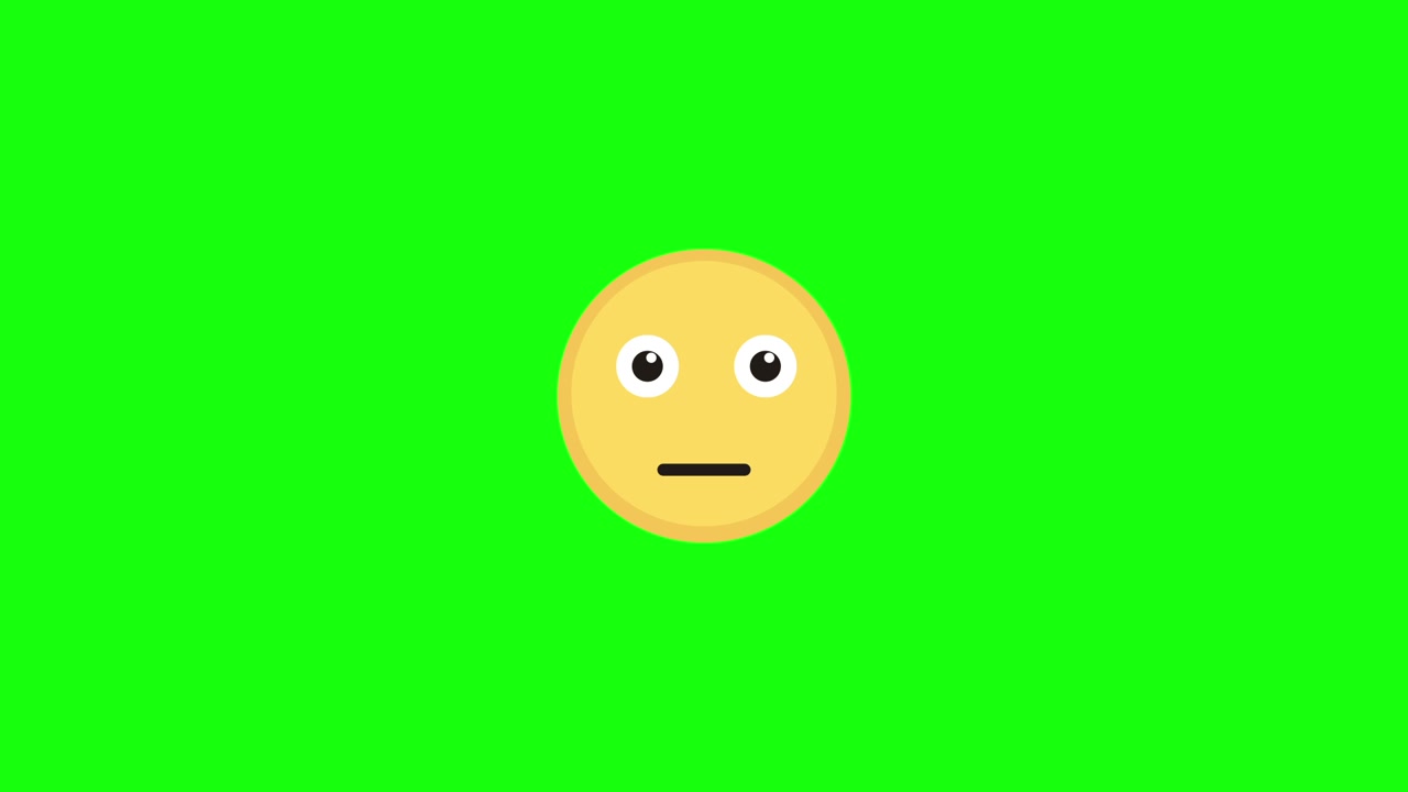 Neutral Emoji Face Blinking and Looking Around on Green Screen
