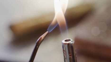 Close-up-of-using-blowtorch-in-studio-in-slow-motion