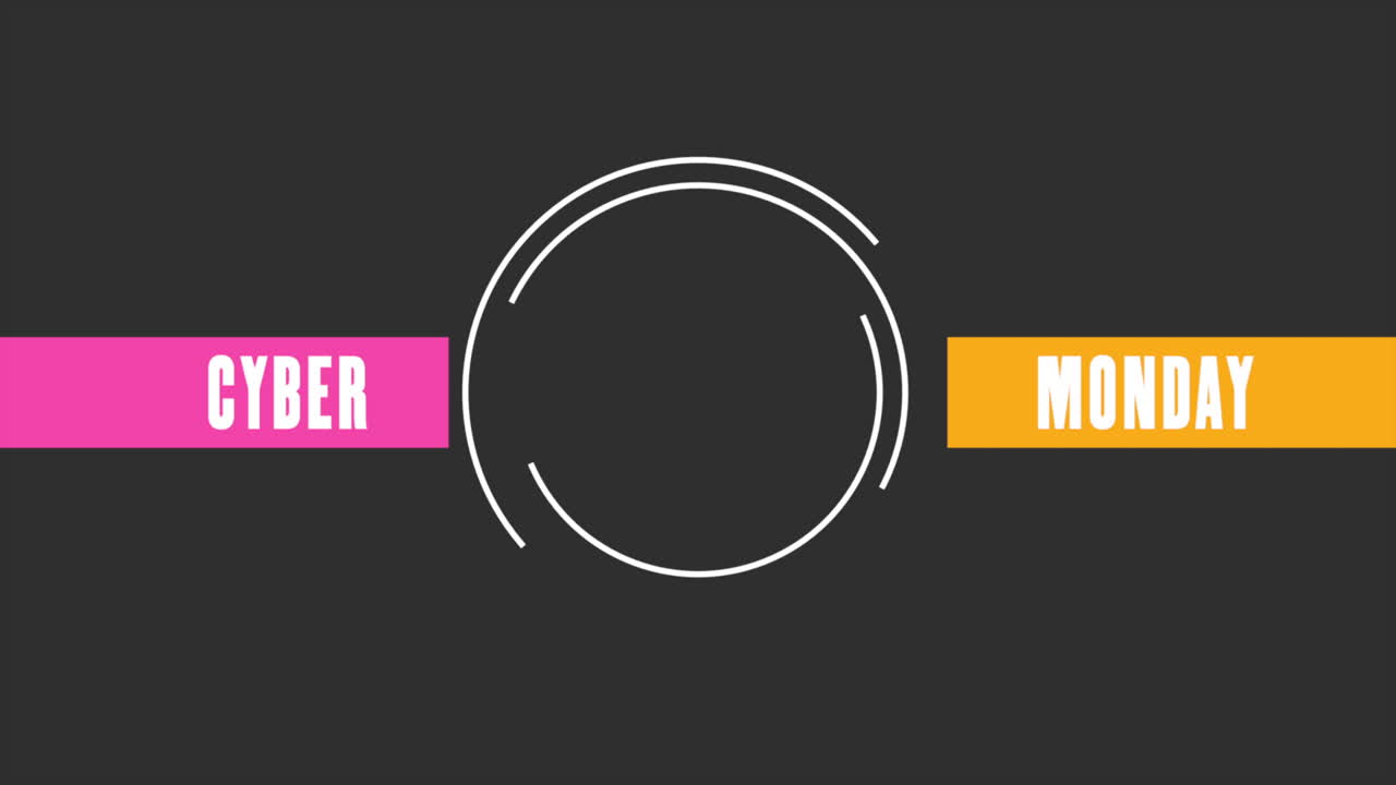 검은색 현대 그라데이션에 선과 원이 있는 사이버 월요일