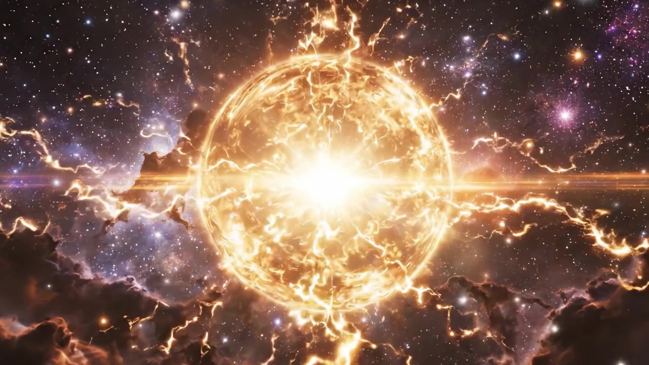 Uma Transição Deslumbrante de uma Nebulosa Cósmica para uma Estrela Celestial Ardente, Exibindo a Bela Dinâmica do Universo em Todo o Seu Glorioso Detalhe.