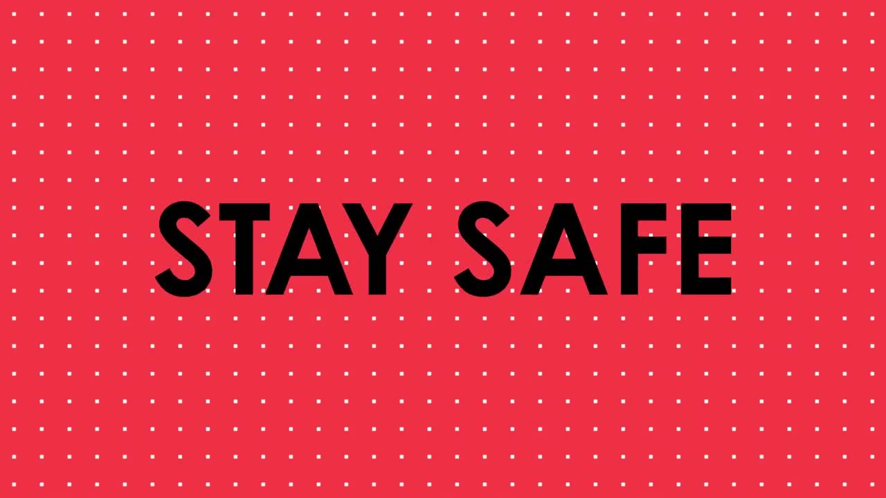 Animation of stay at home text on red background